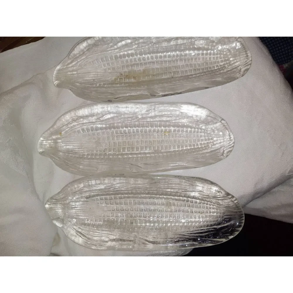 Vintage Crate & Barrel glass cob pattern corn holders set of three